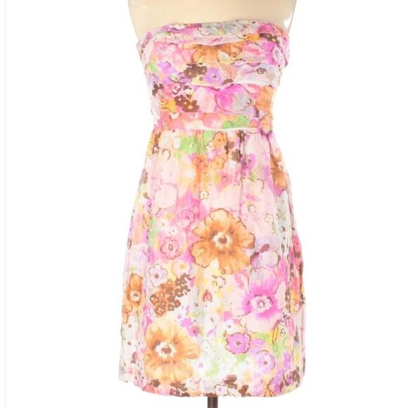 J. Crew Strapless Watercolor Floral Dress Size 4 - Picture 1 of 2